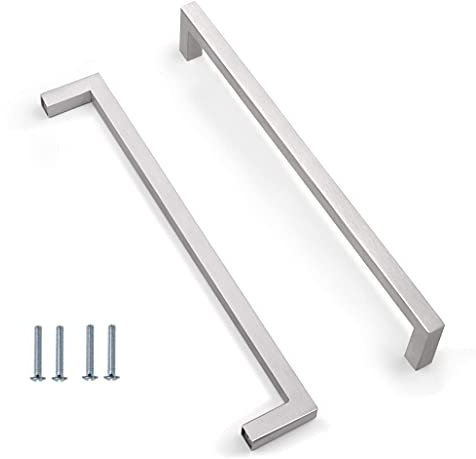ANSIEDIO 2 piezas acero inoxidable cocina armario titular manijas armario cajón dormitorio muebles manija tire entre eje 256 mm, plata, con tornillos