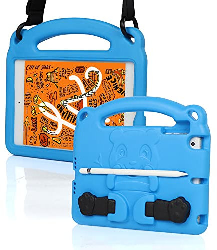 KINGSKEEN Estuche para iPad Mini 7.9 , iPad Mini 5/4/3/2/1, Estuche Profesional para niños Ligero a Prueba de Golpes de EVA, con Soporte Incorporado y Correa para el Hombro y portalápices(Azul)