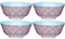 KitchenCraft Set of 4 Glazed Stoneware Bowls with Crackle Effect & Mosaic Pattern, Blue & Red Ceramic Bowls with Footed Base, Microwave & Dishwasher Safe, 15.7 cm (6)