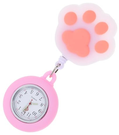 Uhr Taschenuhr Silikon Katze Pfote Schwesternuhr Quarzuhr Krankenschwesteruhr Ansteckuhr Brosche Quarzwerk Pflegeuhr Fob Uhr Geschenke für Arzt Damen