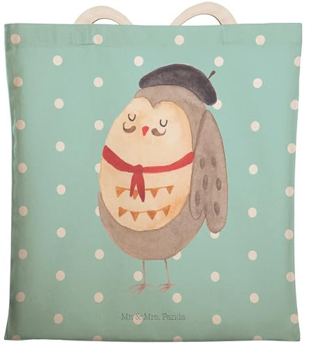 Mr. & Mrs. Panda Einkaufstasche Eule Frankreich - Geschenk, Umhängetasche, Beuteltasche, Tragetasche, Beutel, stolz, Stofftasche, Eule Deko, das