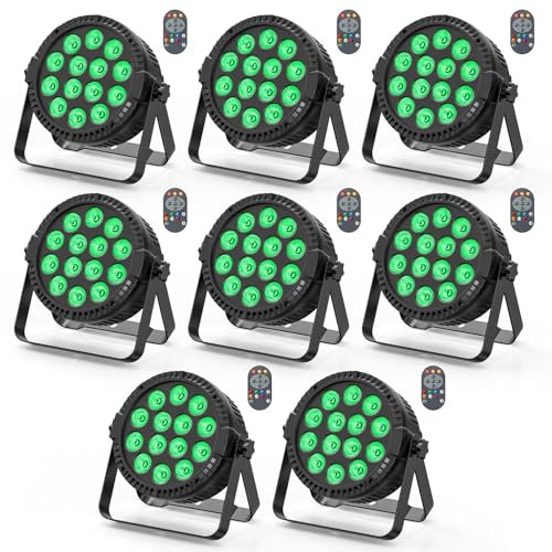 8pcs LED Par Strahler 14 LED Bühnenlicht Partylicht RGBW DMX512 4-in-1 Par Licht mit Fernbedienung,Discolicht Scheinwerfer Beleuchtung Par LED Licht für Stage DJ Party Show Bar Halloween Weihnachten
