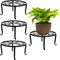 JEUIHAU Paquete de 4 soportes de metal para plantas en maceta de 9 pulgadas, soporte para plantas de hierro fundido resistente, soportes redondos para plantas de interior y exterior, color negro