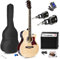 MAX Showkit Beginner Electro Acoustic Guitar Pack Natural with Wireless System, Amp, Digital Tuner & Accessories, Ideal Starter Electric Acoustic Guitar for New Players