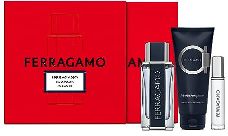 Salvatore Ferragamo Man Eau de Toilette 100ml and Shower Gel 100ml and 10ml Travel Spray