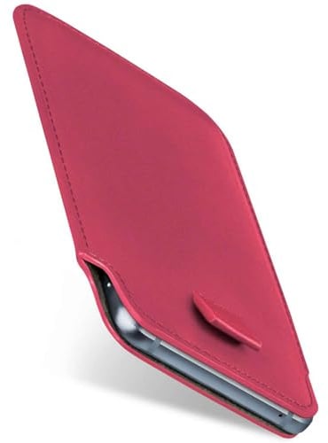 moex Slide Case für Samsung Galaxy A10 Handytasche zum Einstecken Ultra dünn, Einsteckhülle Holster Hülle PU Leder, Sleeve Etui Handyhülle mit 360 Grad Komplettschutz, Pink