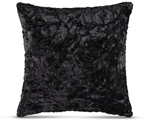 Bestlivings Flauschiges Dekokissen 40x40 mit Reißverschluss, (Schwarz) Kissenbezug inkl. Kissen mit Rosenmuster, Dekorative Kissenbezüge, weicher Bezug