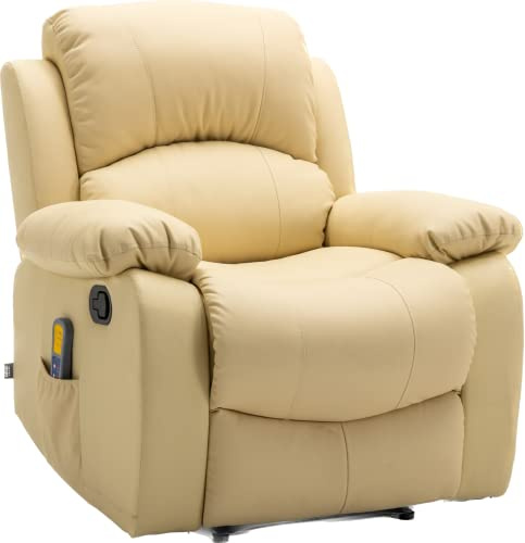ASTAN HOGAR Relaxsessel mit manueller Neigung (Nullwandsystem), Massage und Thermotherapie, Modell Ramón AH-AR30910CR, cremefarben