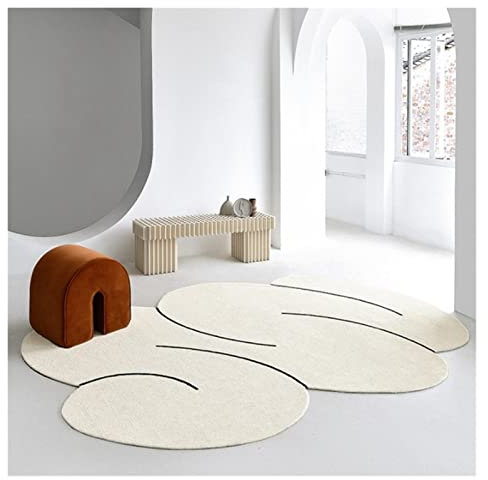 YXZN Großflächiger Teppich Unregelmäßige Form für Wohnzimmer Schlafzimmer Nachttisch - Einfacher Kreisförmiger Jahresring Matte
