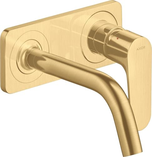 Hansgrohe AXOR Citterio M Single lever flush-mounted basin mixer with plate and short spout Wall mounting, Colour: Brushed Gold Optic