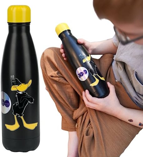 Warner Bros Daffy Duck Looney Tunes Bouteille D'eau Isotherme Sana BPA Gourde Inox Reutilisable Anti-Fuite Pour École Voyage Sport Activités En Extérieur 500 ml