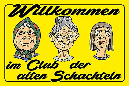 AGDeko® Blechschild Club der alten Schachteln Oma Größe 30x20 cm
