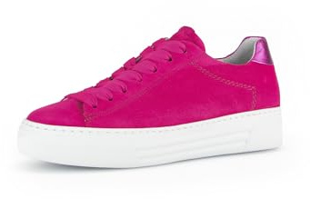 Gabor Damen Low-Top Sneaker, Frauen Halbschuhe,Leichte Mehrweite (G),schnürschuhe,schnürer,Plateausohle,pink/Fuxia(Se.Uni),40.5 EU / 7 UK