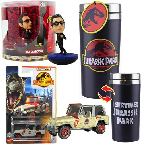Toptoys2u Bargain Bundles Jurassic Collectors Gift Set - Travel Mug, Ian Malcolm & Wrangler