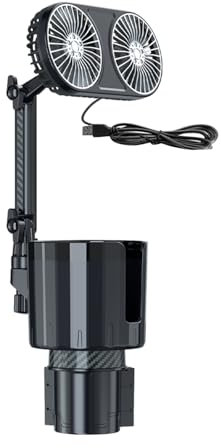 AYKHDS Ventilatore per auto, con portabicchieri, ventilatore da auto regolabile illuminato con portabicchieri, dotato di tre modalità di velocità, ventilatore portatile per auto, adatto per furgoni,