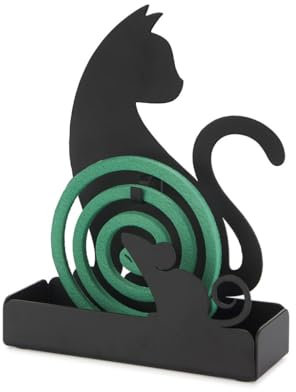 Balvi Support Spirale Anti-Moustique Feline Couleur Noir Inclut la Base pour récupérer Les Cendres Mé