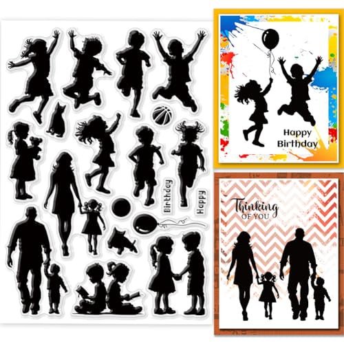 GLOBLELAND Friends Silhouette Clear Stamps 8.3x5.8 Zoll Friends Playing Silikon Clear Stamp Seals Sport Basketball Transparent Stamps Für DIY Scrapbooking Karten Making Photo Album