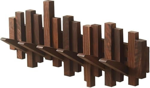 NZUSHUH Klaviergarderobe aus Naturholz, Wandmontage, Wandgarderobe, klappbarer Wandhaken, 6 Haken für Wandkunst, Regenschirm, Mäntel, Schlüssel, Robe