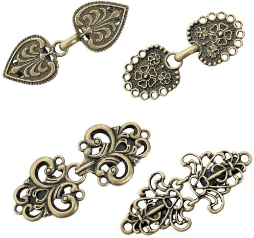 Lot de 4 clips vintage pour sweat-shirt - Style vintage - Pour cardigan - Pour femme et fille, Métal, Cuivre Sunstone