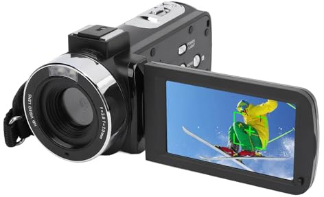 Videokamera, 1080P HD 30 MP Vlogging Kamera DV Camcorder mit 3 Zoll Drehbarem TFT Bildschirm, 16-fachem Digitalzoom, Fülllicht, Camcorder Kamera für Reisen