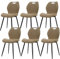 JIJIAN Esszimmerstühle 6er Set, Küchenstühle, Polsterstühle, Wohnzimmerstühle mit Stoff-Rückenlehne und Metallbeinen, Ideal für Esszimmer, Küche, Wohnzimmer, Khaki