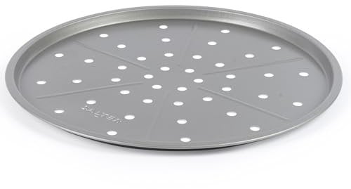 Salter Essentials Plateau à pizza – Revêtement antiadhésif, Plateau de cuisson, Passe au lave-vaisselle, Facile à nettoyer, Fabriqué au Royaume-Uni, Acier carbone Plaque de four, Sans PFOA, BW13671