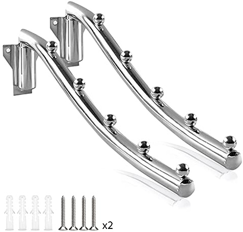 Percha Plegable de Pared, Percha Plegable Montar Pared, 2 Piezas Ahorrar Espacio Percha de Pared para Organizador de Armario Perchero Ganchos para Ropa en Metal Sistema para Colgar Ropa Seca Estante
