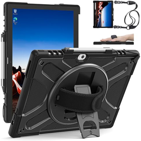 ZenRich Rugged Case for ThinkPad X12 Gen 2 12 2024 | Heavy Duty Shockproof with 360° Rotating Kickstand, Hand & Shoulder Strap, Business Friendly, Type Cover Keyboard Compatible