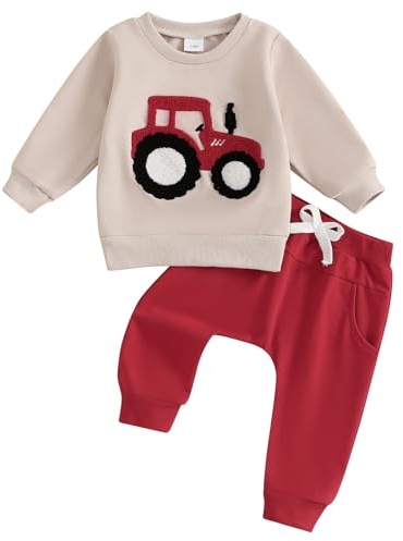 PanLidapan Baby Boy Fall Clothes Toddler Outfits Tractor Embroidery Sweatshirt Jumpers Tops Jogger Pants Trousers Set 2Pcs Winter Tracksuit
