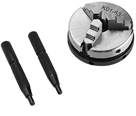 Mandrino per Tornio Autocentrante Manuale a 3 Griffe K01 63/M14 per la Lavorazione del Legno, Nuovo e di Alta qualità, Volume Ridotto, Elevata Precisione di Centraggio,