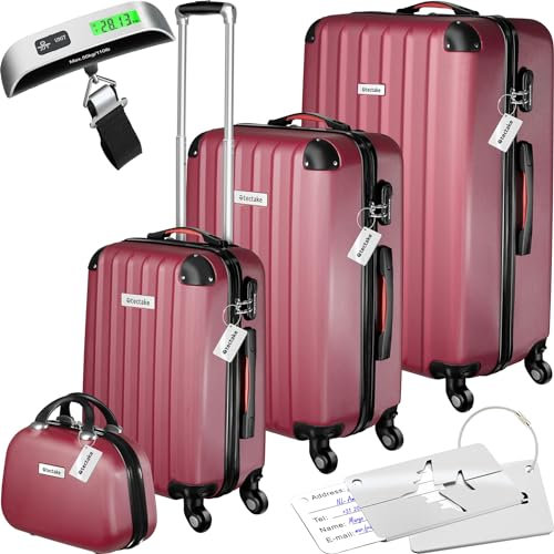 TecTake® Set de Valises de Voyage - 4 Tailles, Cabine, Petite et Grande Valise à Roulettes Pivotantes 360° - ABS, Cadenas, Poignée Télescopique
