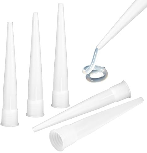 YUXIANLB 30PCS Plastic Caulking Guns Extender Caulk Nozzle Tip Tool Sausage Caulk Guns Nozzles Applicator Tip Caulk Nozzles Extension Tips Reusable Caulk Tube Nozzles Glue Caulk Replacement Extension