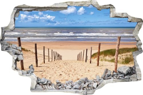 DesFoli Wandtattoo Weg zum Strand Nordsee - verschiedene Rahmentypen DW000012 Farbe Grauer Stein Querformat, Größe 105 cm x 70 cm