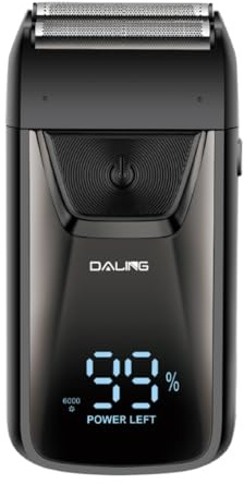 DALING Elektrischer Rasierer, LCD-Display, Akku-Betrieb, Nass & Trocken, Schwarz
