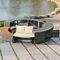 REXO Set lounge da giardino con divano rotondo, set di mobili da giardino, lounge per vasca idromassaggio e piscina, con piedini regolabili, cuscino incluso, mobili per terrazza, giardino o piscina