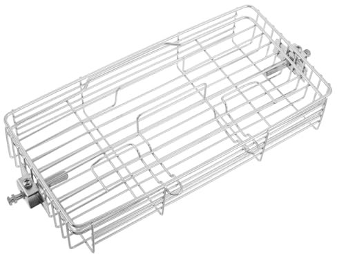 Toyvian Flat Rotisserie Basket for Fish Stainless Steel Grill Basket Bbq Rotisserie for Outdoor Grilling Camping Accessory