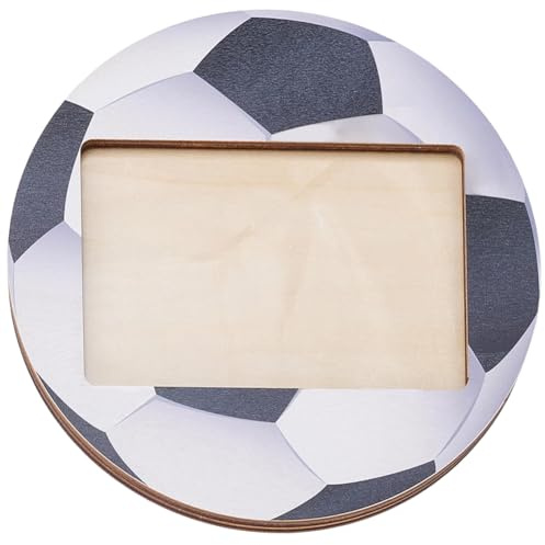 CREATCABIN Fußball Fotorahmen 4X6 Bilderrahmen Sport Fotorahmen Aus Holz Fußbälle Fotorahmen Zum Aufhängen An Der Wand Oder als Tischdekoration Geschenk Für Teamkollegen Bruder 21x21cm