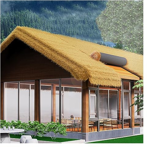 Camino de paja de palma de polietileno extralargo – Rollos de tejas de paja mexicana artificial para bares, paraguas, cenadores – 1 x 14 m, decoración duradera para exteriores.