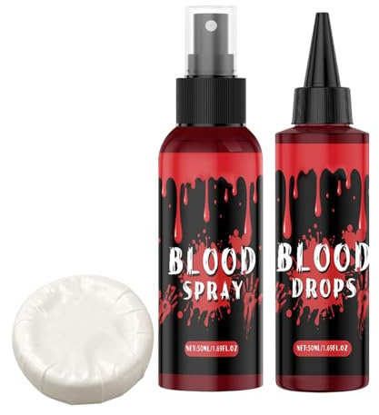 Faux Sang - Kit de Maquillage Hémoglobine - Nettoyant Savon Spray Accessoires Masquerade Peinture Visage Hommes Femmes Costume Vampire Zombie