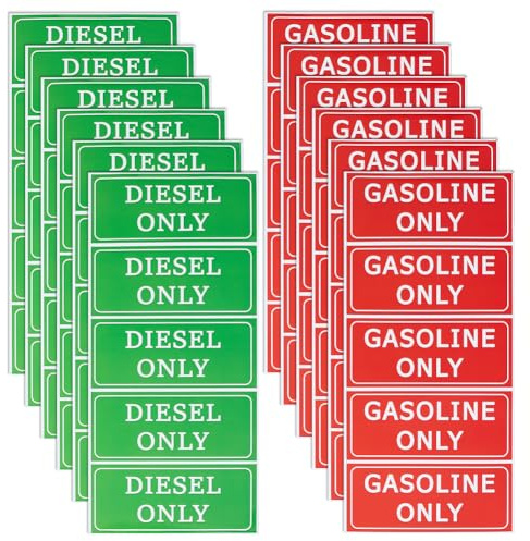 OLYCRAFT 12 Blatt/60 Stück Nur Dieselöl Nur Benzin Aufkleber Warnetiketten Für Kraftstoffkanister Wasserdicht Selbstklebend Gut Sichtbar Grün Rot PVC Aufkleber Für Kraftstoffkanister Tankdeckel