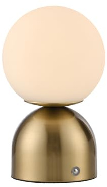 Just Light. Akku Tischleuchte Schöner Wohnen-Kollektion RUDI, Tischlampe aufladbar, USB (gold)