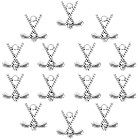 UTHCLO 20 Stück Teiliges Golf schläger anhänger Metall Antik silberfarbene DIY Schmuckanhänger Reißfestes Zubehör für Halsketten Armbänder und Geschenkideen für Golfer