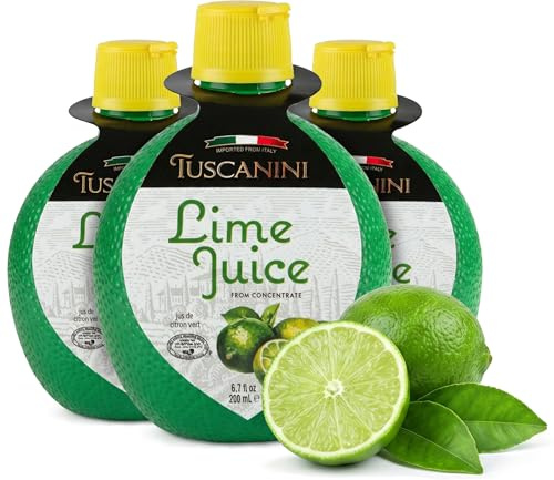 Tuscanini Italian Lime Juice, 200ml Lime Shaped Convenient Squeeze Bottle (Pack of 3) | No Water Added | Premium Citrus for Cocktails, Cooking, and Baking | No Added Sugar, Non-GMO, Certified Kosher
