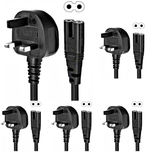 Pro Elec PEL00421 Netzkabel (UK-Stecker auf IEC C7 Figure 8), 1 m, Schwarz (Packung mit 5)