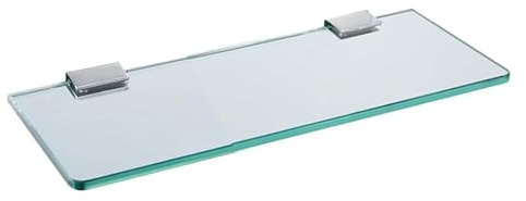 Gelthrox Estantes de Ducha de Vidrio Templado de 8 mm Estante de Pared de Cristal de Acero Inoxidable Soporte Cromado para Baño y Cocina （25CM）