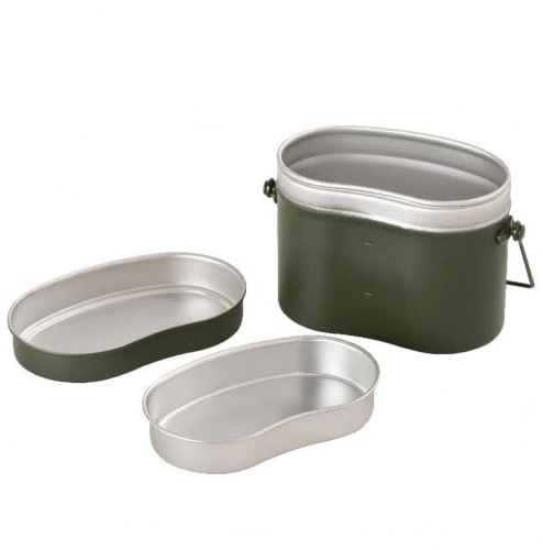 Jinhxofs Gamelle Militaire en Aluminium Léger Gamelle Utilitaire Camping avec Poignée Résistant à la Vaisselle pour Campeurs, Boîte À Lunch en Aluminium De Forme Ovale