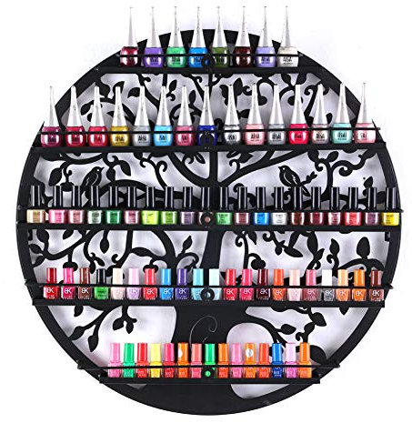 FullBerg 5-Tier Metall Nagellackregal Nagellack Aufbewahrung, Nagellack Wandregal Rund, ätherische öle Organizer Aromatherapie Regal Lippenstiftständer Display Rack Aufbewahrung für Damen W
