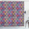 ABAKUHAUS Mandala Duschvorhang, Oriental Hexagon Motiv, Stoffliches Gewebe Badezimmerdekorationsset mit Haken, 175 x 180 cm, Lila Mehrfarbig