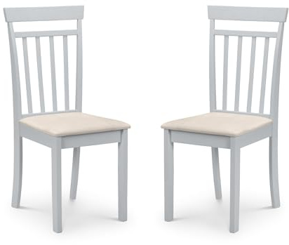 Julian Bowen Coast Dining Chairs, Set of 2, Wood, Grey - H94 x D49cm | Contemporary Upholstered Kitchen Chairs for Dining Room, Solid Wood, Padded Kitchen Seat