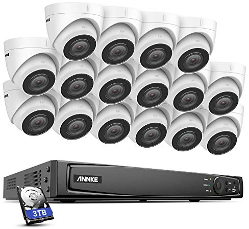 ANNKE 4K Ultra HD POE Überwachungskamera Set mit Audioaufnehmen, 8MP Video Überwachungssystem mit 16X 8MP IP Kameras,H.265+ 16CH NVR Rekorder mit 3TB Festplatte